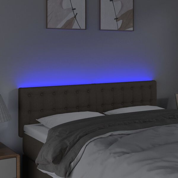 vidaXL Galvūgalis su LED, taupe spalvos, 144x5x78/88cm, audinys
