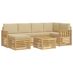 vidaXL Lauko sofos komplektas 7 vnt. Balta ir kreminė Poliesteris