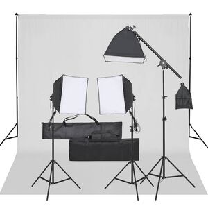 vidaXL Fotostudijos rinkinys su ap&scaron;vietimo rinkiniu ir fonu