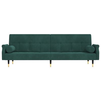vidaXL Sofa-lova su pagalvėlėmis, tamsiai žalios spalvos, aksomas