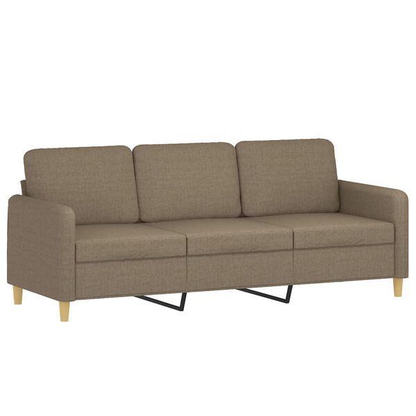 vidaXL Trivietė sofa su pagalvėmis, taupe, 180cm, audinys