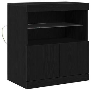 vidaXL LED Bufetas Juoda 60,5 x 37 x 67 cm Apdirbta mediena