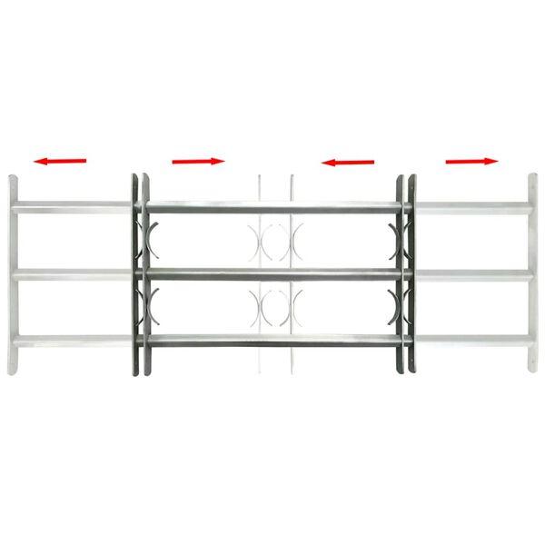 Reguliuojama apsauginė grotelė langams su 3 skersiniais, 700-1050mm