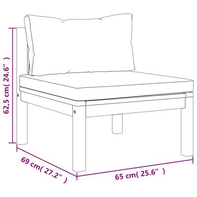 vidaXL Sodo baldų komplektas su pagalvėmis, 9 dalių, akacijos masyvas