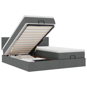 vidaXL Osmanų lovos rėmas su čiužiniais, pilkas, 160x200cm, audinys