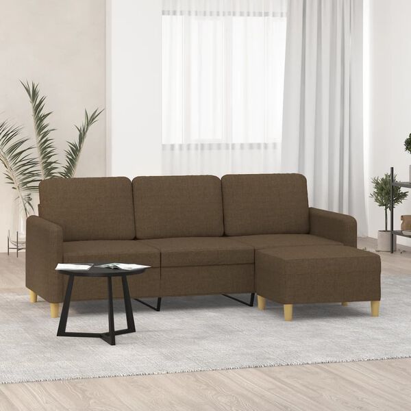 vidaXL Trivietė sofa su pakoja, rudos spalvos, 180cm, audinys