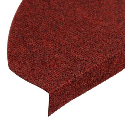 vidaXL Lipnūs laiptų kilimėliai, 15vnt., raudonos, 65x22,5x3,5cm
