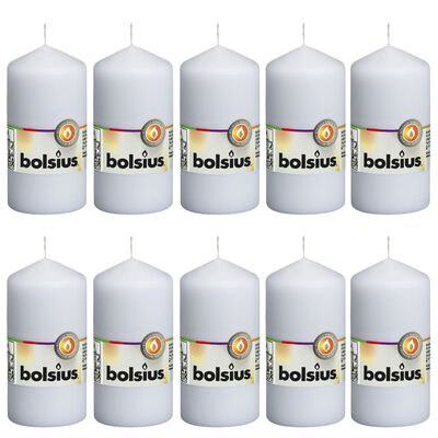 Bolsius Žvakės, 10vnt., baltos spalvos, 120x58mm, cilindro formos