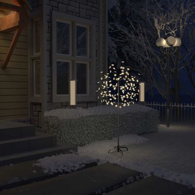 vidaXL Kalėdinis medis su LED lemputėmis, 150cm, su vyšnių žiedais
