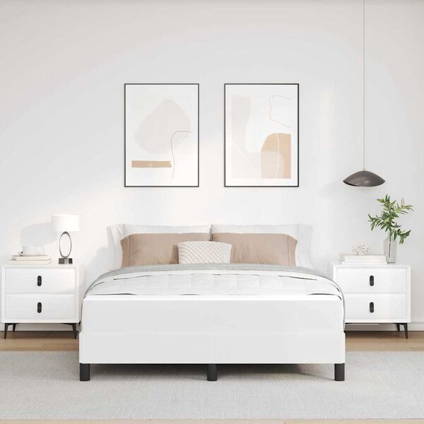 vidaXL Lovos rėmas su čiužiniu Švari balta 140 x 200 cm audinys