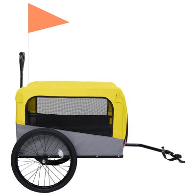 vidaXL 2-1 Dviračio priekaba/vežimėlis augintiniams, geltona/pilka