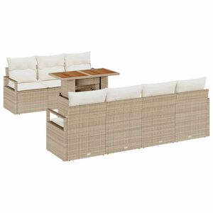 vidaXL Sodo Sofų Rinkinys su saugykla 8 pcs Smėlio Poli ratanas