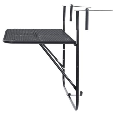 vidaXL Balkono staliukas, juodos spalvos, 60x40cm, plienas