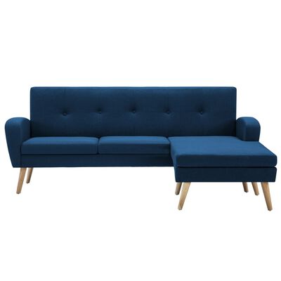 vidaXL L-formos sofa, mėlyna, 186x136x79 cm, audinio apmušalas