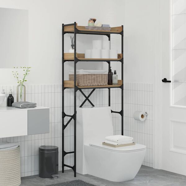 vidaXL Skalbimo ma&scaron;inos laikiklis Amatininkų ąžuolas 67 x 25 x 163 cm