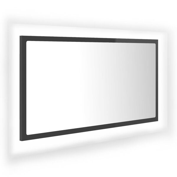 vidaXL Vonios LED veidrodis, pilkas, 80x8,5x37cm, akrilas, blizgus