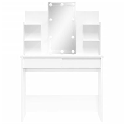 vidaXL Kosmetinis staliukas su LED lemputėmis, baltas, 96x40x142cm