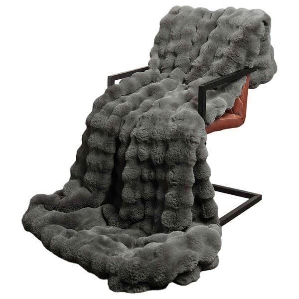 vidaXL Dirbtinio Zefyro Pūkuotas Patalynė Tamsiai pilka 220 x 240 cm