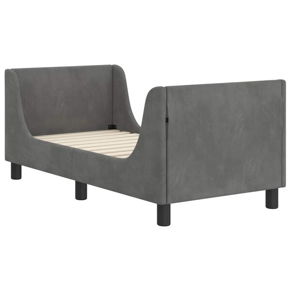 vidaXL Vaiki&scaron;ka Lovo Rėmas su Galvūgaliu Tamsiai pilka 70 x 140 cm