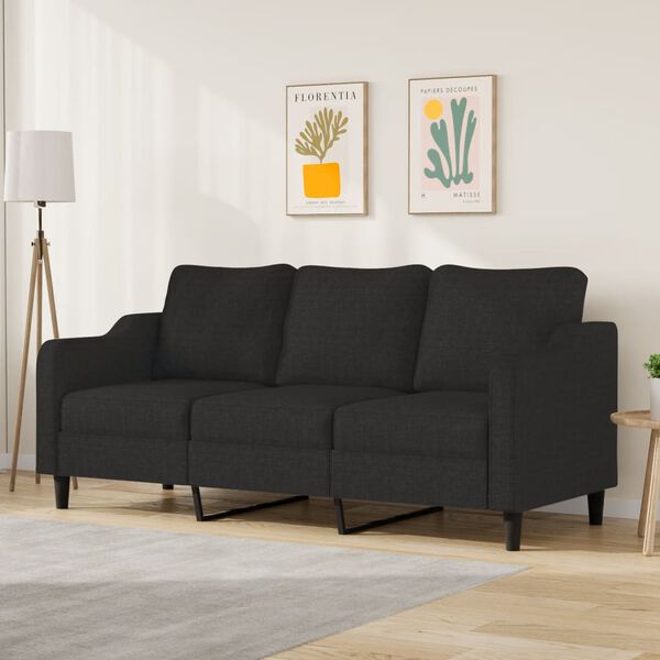 vidaXL Trivietė sofa, juodos spalvos, 180cm, audinys