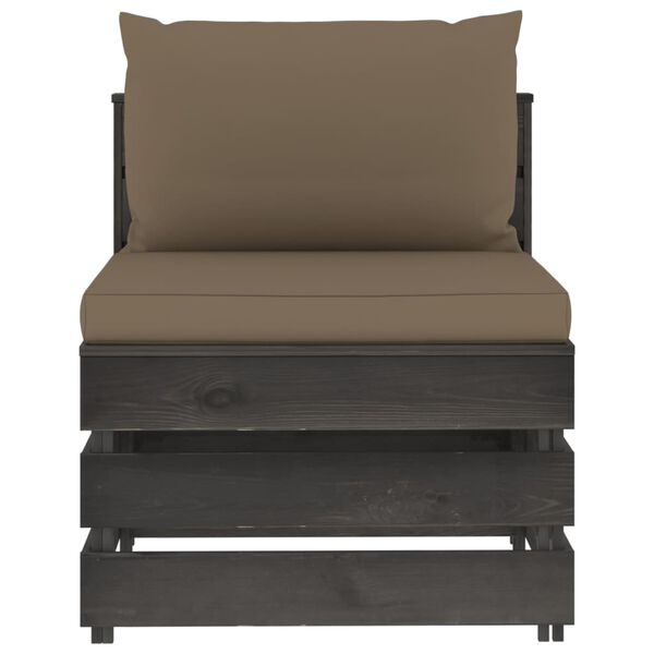 vidaXL Modulinė vidurinė sofos dalis su pagalvėlėmis, mediena