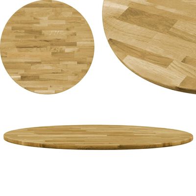 vidaXL Stalviršis, masyvi ąžuolo mediena, apvalus, 23mm, 700mm