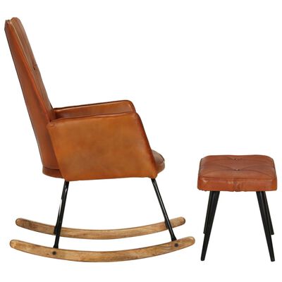 vidaXL Supama kėdė su pakoja, gelsvai rudos spalvos, tikra oda