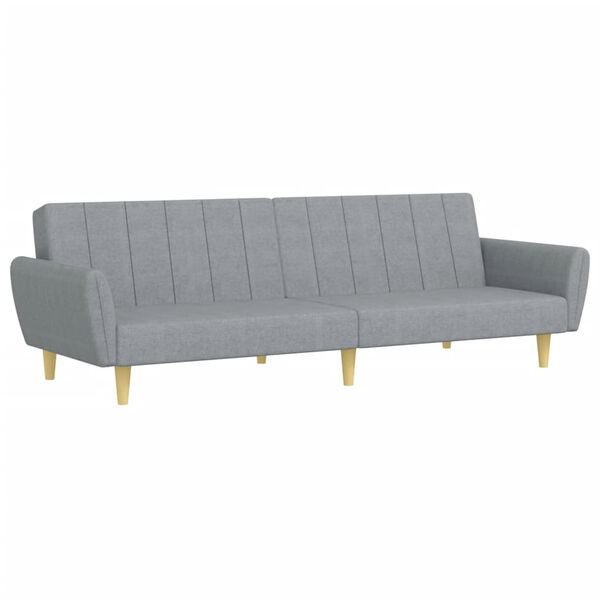 vidaXL Dvivietė sofa-lova su pakoja, &scaron;viesiai pilkos spalvos, audinys
