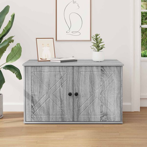 vidaXL Katės namelis Pilkas Sonoma 85 x 55 x 50 cm Apdirbta mediena