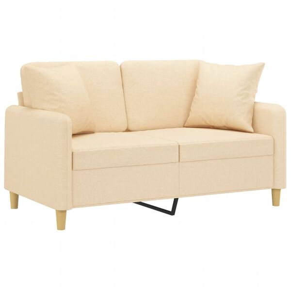 vidaXL Dvivietė sofa su pagalvėmis, kreminė, 120cm, audinys