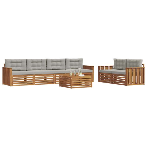 vidaXL Lauko sofos komplektas 7 pcs Natūrali ir &scaron;viesiai pilka