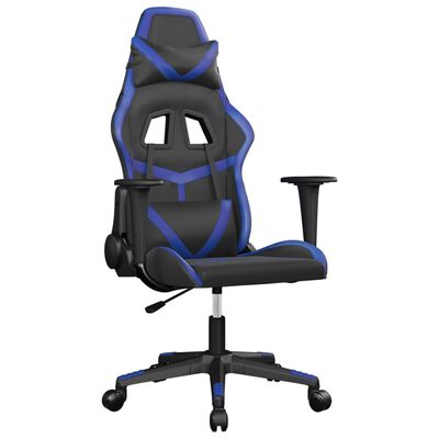 vidaXL Žaidimų kėdė, juodos ir mėlynos spalvos, dirbtinė oda