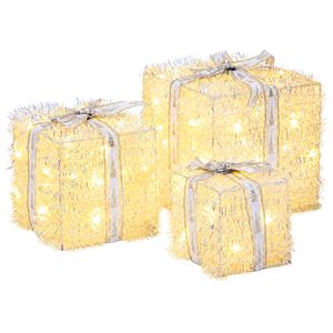 vidaXL Ap&scaron;viesta Kalėdinė Dovana 3 vnt. 64 LED &Scaron;ilta balta