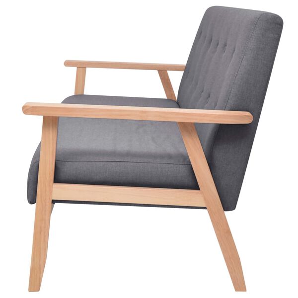 vidaXL Sofos komplektas, 3 dalių, tamsiai pilkos spalvos, audinys