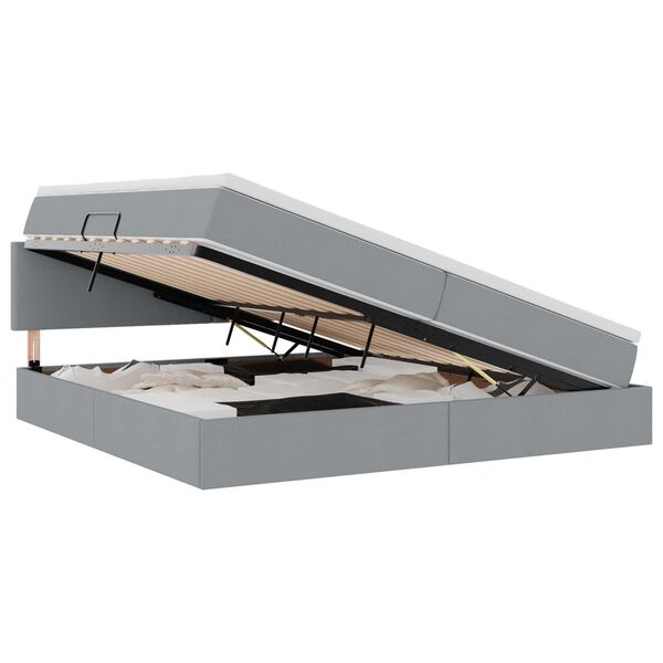 vidaXL Lova su daiktų laikymo vieta ir LED &Scaron;viesiai pilka 200 x 200 cm