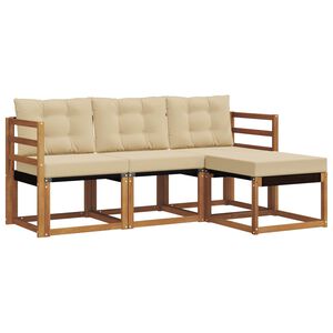 vidaXL Lauko sofos komplektas su pagalve 4 pcs Natūralus ir bežinis