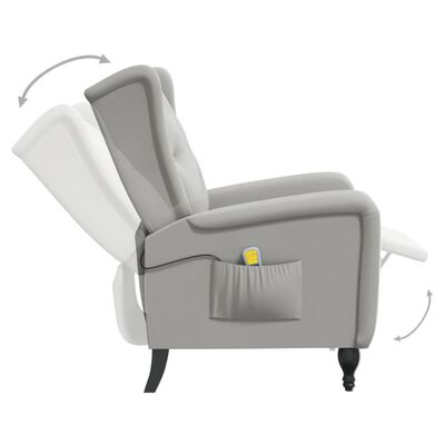 vidaXL Atlošiamas masažinis krėslas, šviesiai pilkos spalvos, aksomas