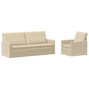 vidaXL Sofos komplektas 2 pcs Kreminė Audinys