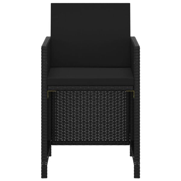 vidaXL Sodo komplektas su pagalvėlėmis, 3 dalių, juodas, poliratanas