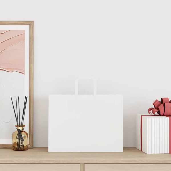 vidaXL Popieriniai mai&scaron;eliai 250vnt. su rankenomis, baltas, 32x17x25cm