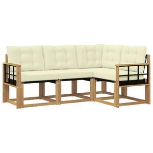 vidaXL Lauko sofos komplektas su pagalve 4 pcs Balta ir kreminė