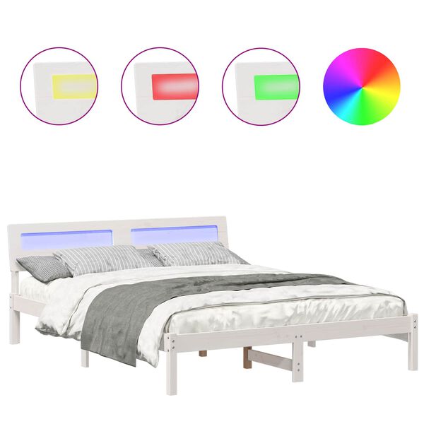 vidaXL Lovos rėmas Balta 160 x 200 cm Kietos pu&scaron;ies mediena