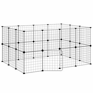 vidaXL Augintinių narvas, 28 segmentai, juodas, 140x105x70cm, plienas