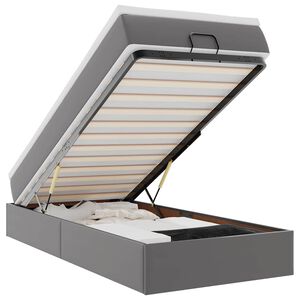 vidaXL Osmanų lovos rėmas su čiužiniu, pilkas, 80x200cm, dirbtinė oda