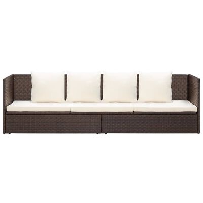 vidaXL Sodo sofa su pagalvėlėmis ir pagalvėmis, ruda, poliratanas