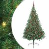 vidaXL Dirbtinis prie&scaron;&scaron;ventinis eglutė su &scaron;viesomis Žalia 210 cm PVC