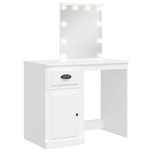 vidaXL Kosmetinis staliukas su LED lemputėmis, baltas, 90x42x132,5cm