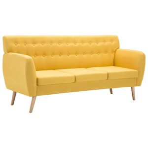 vidaXL Trivietė sofa, audinio apmu&scaron;alas, 172x70x82cm, geltona