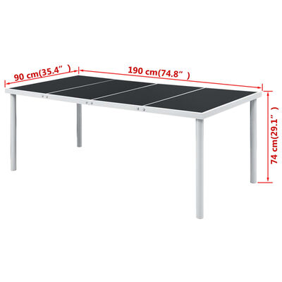 vidaXL Sodo stalas, juodas, 190x90x74cm, plienas