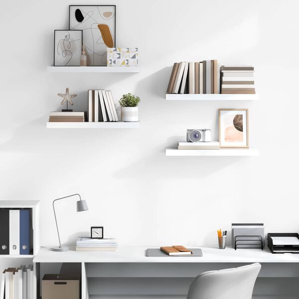 vidaXL Pakabinamos lentynos, 4vnt., baltos, 60x23,5x3,8cm, MDF